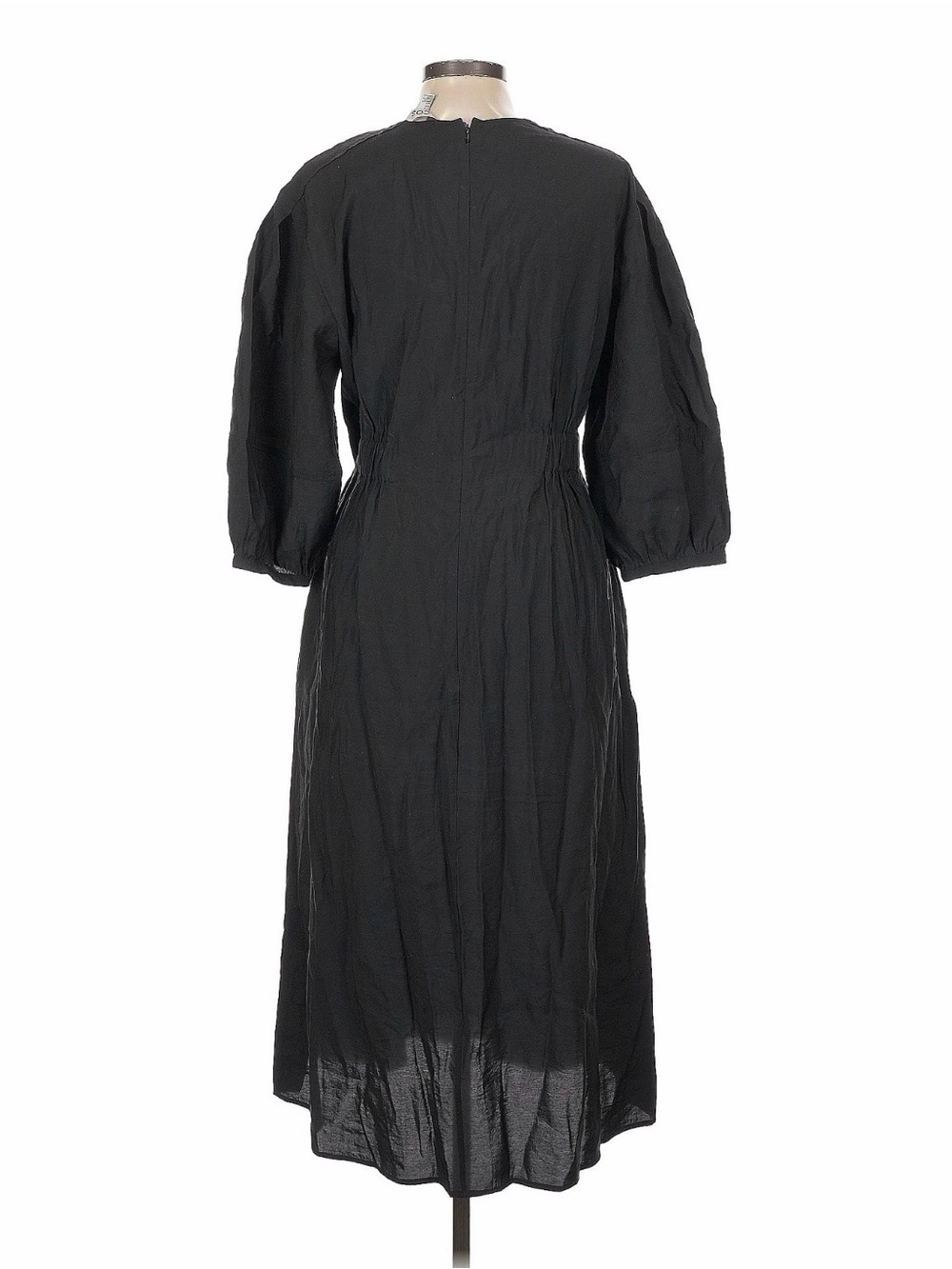 COS Black V-Neck Puff Sleeve Midi Dress - Picture 2 of 2